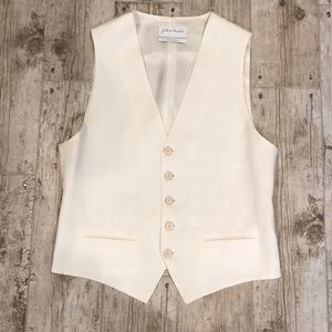Men’s Nordstrom cream linen vest and trousers.
